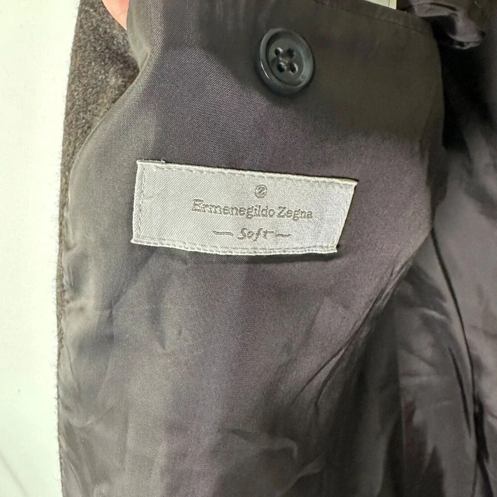 Ermenegildo Zegna Blazer Men's 44 US 54 EU Soft Brown Cashmere Blend 3 Button
